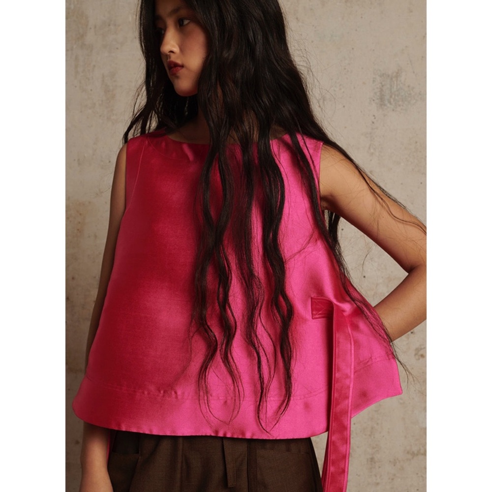 Soeur Tishka Structured Satin Shirt in Rose Size FR 34